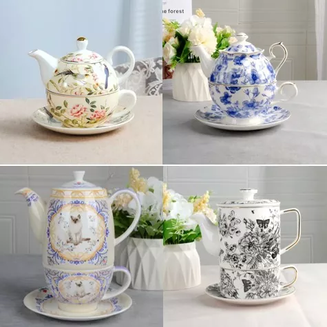 CANTATUS Porcelain Cup Set in Teapot